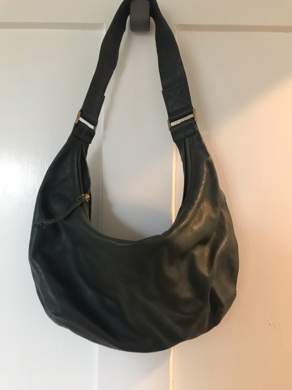 Madewell Dark Green Leather Hobo with Gold Hardware